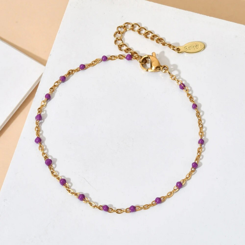 ZMZY naujos spalvos ploni paauksuoti nerūdijančio plieno grandinės apyrankės moterims Link emalio karoliukai apyrankės papuošalai Femme Pulseira