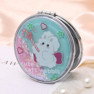 Nešiojami dvipusiai sulankstomi kosmetiniai veidrodžiai moteriškos dovanos su tekančio putojančio smėlio mini makiažo veidrodžiu kompaktiškais kišeniniais veidrodžiais