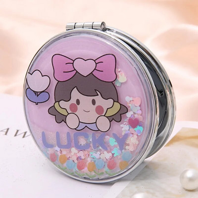 Nešiojami dvipusiai sulankstomi kosmetiniai veidrodžiai moteriškos dovanos su tekančio putojančio smėlio mini makiažo veidrodžiu kompaktiškais kišeniniais veidrodžiais