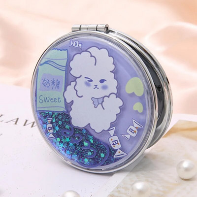 Nešiojami dvipusiai sulankstomi kosmetiniai veidrodžiai moteriškos dovanos su tekančio putojančio smėlio mini makiažo veidrodžiu kompaktiškais kišeniniais veidrodžiais