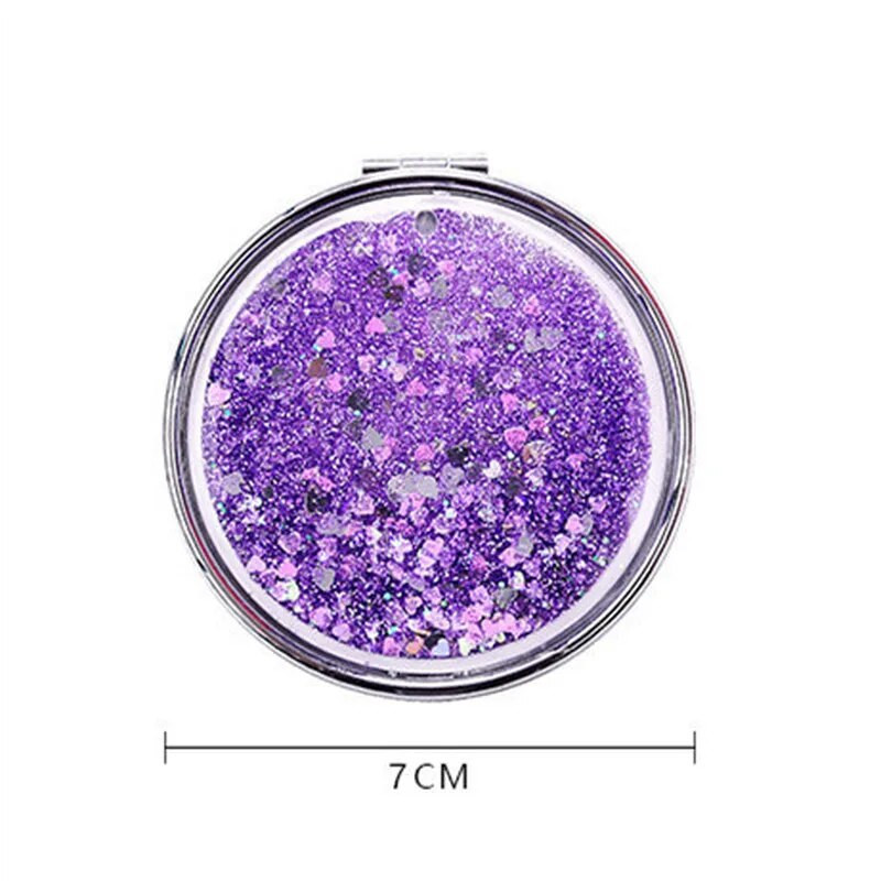 Nešiojami dvipusiai sulankstomi kosmetiniai veidrodžiai moteriškos dovanos su tekančio putojančio smėlio mini makiažo veidrodžiu kompaktiškais kišeniniais veidrodžiais