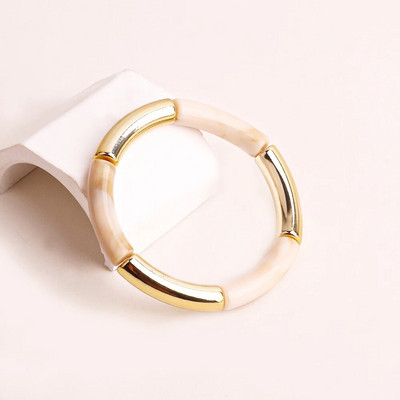 FishSheep Bohēmijas krāsainie sveķu bambusa sakraujamie rokassprādzes sievietēm Modernas elastīgas ķēdes rokassprādzes Aproces Rotaslietas Dāvanas