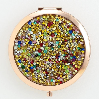 Φορητός διπλής όψης αναδιπλούμενος καλλυντικός καθρέφτης γυναικεία δώρα με ρέουσα αστραφτερή άμμο Μίνι καθρέφτης μακιγιάζ Συμπαγείς καθρέφτες τσέπης