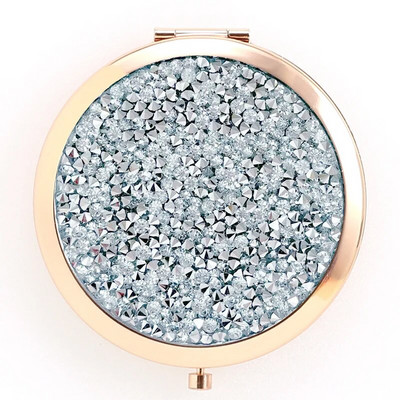 Φορητός διπλής όψης αναδιπλούμενος καλλυντικός καθρέφτης γυναικεία δώρα με ρέουσα αστραφτερή άμμο Μίνι καθρέφτης μακιγιάζ Συμπαγείς καθρέφτες τσέπης