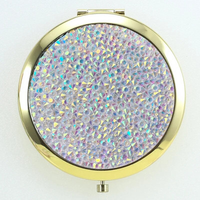 Φορητός διπλής όψης αναδιπλούμενος καλλυντικός καθρέφτης γυναικεία δώρα με ρέουσα αστραφτερή άμμο Μίνι καθρέφτης μακιγιάζ Συμπαγείς καθρέφτες τσέπης