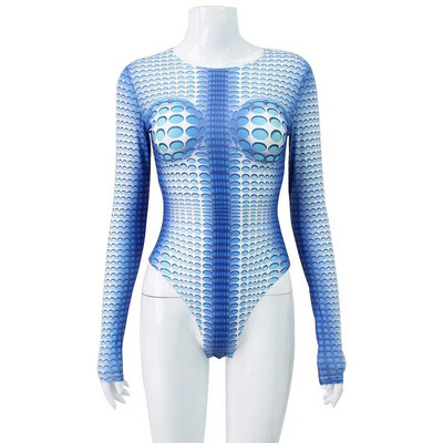 Seksīgi bodiji Patchwork kombinezoni Sieviešu modes tērpi ar garām piedurknēm Bodysuit Playsuit Naktsklubs Bodycon Womans Apģērbi ballīšu kombinezoni