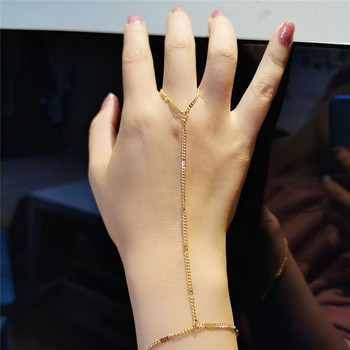 MinaMaMa Χάντρες από ανοξείδωτο ατσάλι Βραχιόλια με δάχτυλα με αλυσίδα για γυναίκες Νέα δώρα κοσμημάτων με αλυσίδα χεριών μόδας