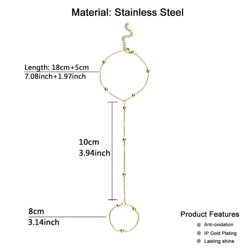 MinaMaMa nerūsējošā tērauda krelles ķēdes pirkstu rokassprādzes sievietēm jaunas modes pirkstu rokas ķēdes rotaslietas dāvanas