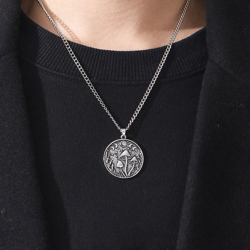 Nauji kūrybingi grybų kaklo pakabukai vyrų moterų asmenybės vintažiniai pakabukai žvaigždžių mėnulio formos vakarėlio poros karoliai papuošalai