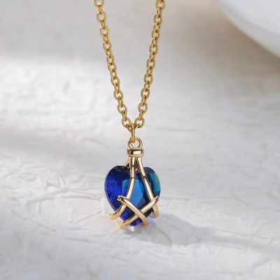 Sirds kaklarotas sievietēm Nerūsējošā tērauda apzeltīta ķēde Cirkona sirds kulons kaklarota kāzu Boho rotaslietas dāvanu sieviete