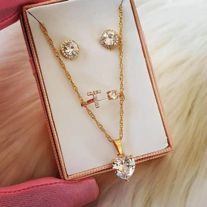 Sirds kaklarotas sievietēm Nerūsējošā tērauda apzeltīta ķēde Cirkona sirds kulons kaklarota kāzu Boho rotaslietas dāvanu sieviete