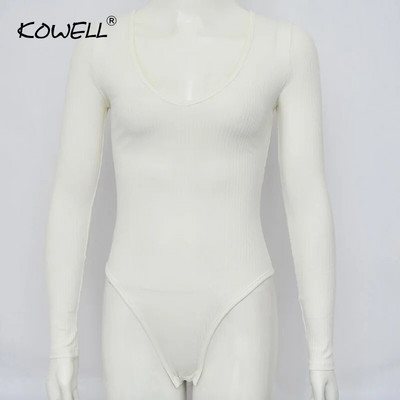 Jauni rudens sieviešu kombinezoni ar garām piedurknēm, izdilis, seksīgs bodijs sievietēm, ikdienišķa kakla bikses, sieviešu kombinezoni, balti sieviešu bodiji 2018.