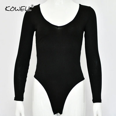 Jauni rudens sieviešu kombinezoni ar garām piedurknēm, izdilis, seksīgs bodijs sievietēm, ikdienišķa kakla bikses, sieviešu kombinezoni, balti sieviešu bodiji 2018.