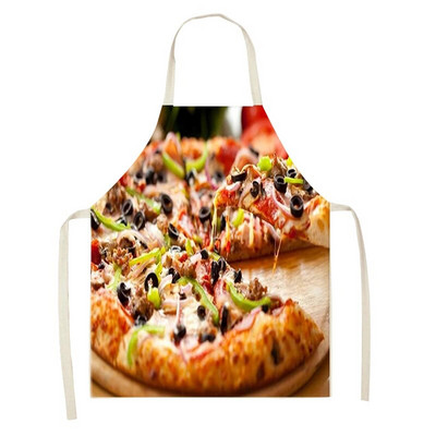 Restoranas Virtuvė Pica Mėsainis Spausdintos virtuvės prijuostės moterims Linas Namai Gaminimas Kepimas Juosmens Seilinukas Pinafore Valymo įrankiai