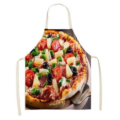 Restoranas Virtuvė Pica Mėsainis Spausdintos virtuvės prijuostės moterims Linas Namai Gaminimas Kepimas Juosmens Seilinukas Pinafore Valymo įrankiai