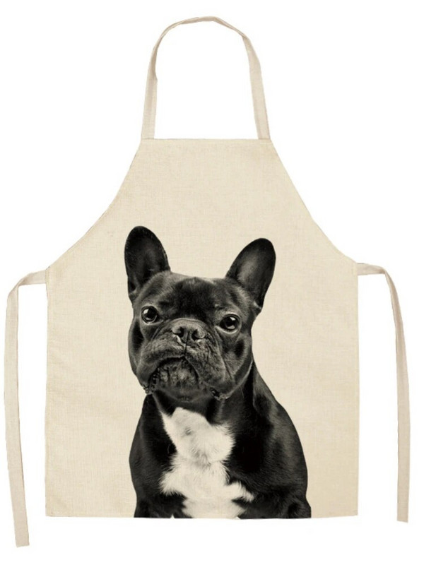 Eiropas stila vienkāršs priekšauts kokvilnas veļa radošs gudrs suns mājas darbi virtuve gatavošana bez piedurknēm priekšauts priekšauts virtuve delantal