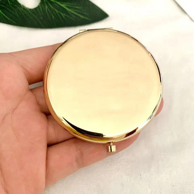 Egyedi hordozható sminktükör Tömör rózsaszín arany színű fém kerek tok, kétoldalas felugró zsebtükör Szépség kozmetikai tükör