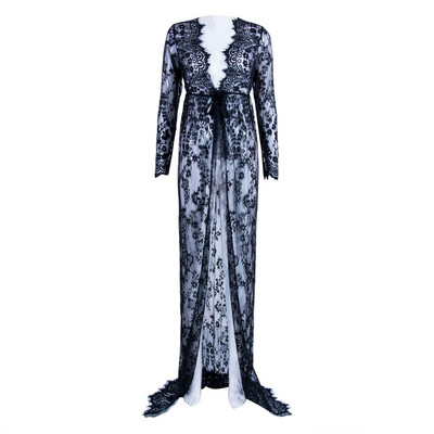 Vasaras sieviešu priekšpuse sadalīta gara Maxi grūtniecēm melnbalta mežģīņu kleita grūtniecēm mežģīņu kleita fotografēšanai, rekvizīti