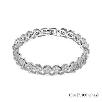 Luksusa kāzu spīdīgas rokassprādzes un rokassprādzes cirkona hiphopa rotaslietas, apaļas kvadrātveida CZ tenisa rokassprādzes sieviešu ballītēm vairumtirdzniecība