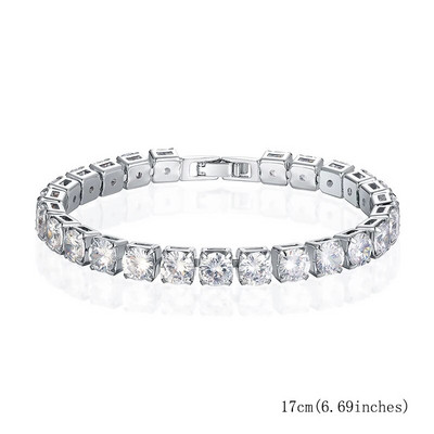 Luksusa kāzu spīdīgas rokassprādzes un rokassprādzes cirkona hiphopa rotaslietas, apaļas kvadrātveida CZ tenisa rokassprādzes sieviešu ballītēm vairumtirdzniecība