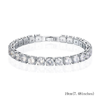 Luksusa kāzu spīdīgas rokassprādzes un rokassprādzes cirkona hiphopa rotaslietas, apaļas kvadrātveida CZ tenisa rokassprādzes sieviešu ballītēm vairumtirdzniecība