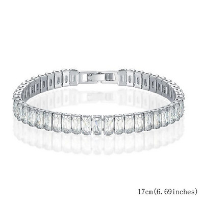 Luksusa kāzu spīdīgas rokassprādzes un rokassprādzes cirkona hiphopa rotaslietas, apaļas kvadrātveida CZ tenisa rokassprādzes sieviešu ballītēm vairumtirdzniecība