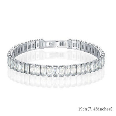 Luksusa kāzu spīdīgas rokassprādzes un rokassprādzes cirkona hiphopa rotaslietas, apaļas kvadrātveida CZ tenisa rokassprādzes sieviešu ballītēm vairumtirdzniecība