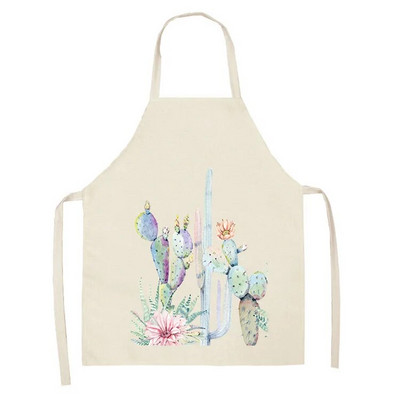Vienkāršs svaigs kaktusa raksts bērnu eļļas necaurlaidīgs roku slaucīšana bez piedurknēm viduklis Lina priekšauts Virtuves cepšanas piederumi Delantal