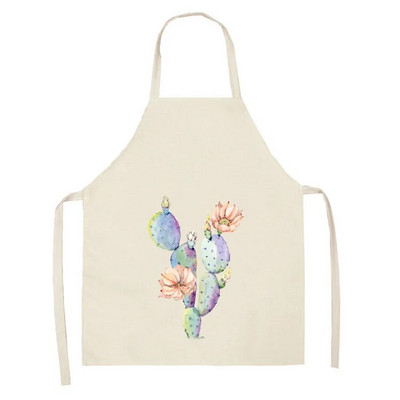 Vienkāršs svaigs kaktusa raksts bērnu eļļas necaurlaidīgs roku slaucīšana bez piedurknēm viduklis Lina priekšauts Virtuves cepšanas piederumi Delantal
