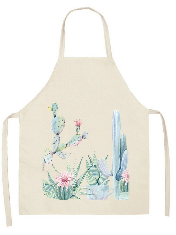 Vienkāršs svaigs kaktusa raksts bērnu eļļas necaurlaidīgs roku slaucīšana bez piedurknēm viduklis Lina priekšauts Virtuves cepšanas piederumi Delantal