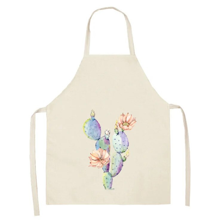 Vienkāršs svaigs kaktusa raksts bērnu eļļas necaurlaidīgs roku slaucīšana bez piedurknēm viduklis Lina priekšauts Virtuves cepšanas piederumi Delantal