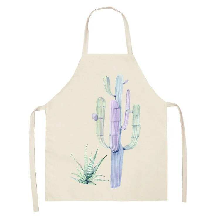 Vienkāršs svaigs kaktusa raksts bērnu eļļas necaurlaidīgs roku slaucīšana bez piedurknēm viduklis Lina priekšauts Virtuves cepšanas piederumi Delantal