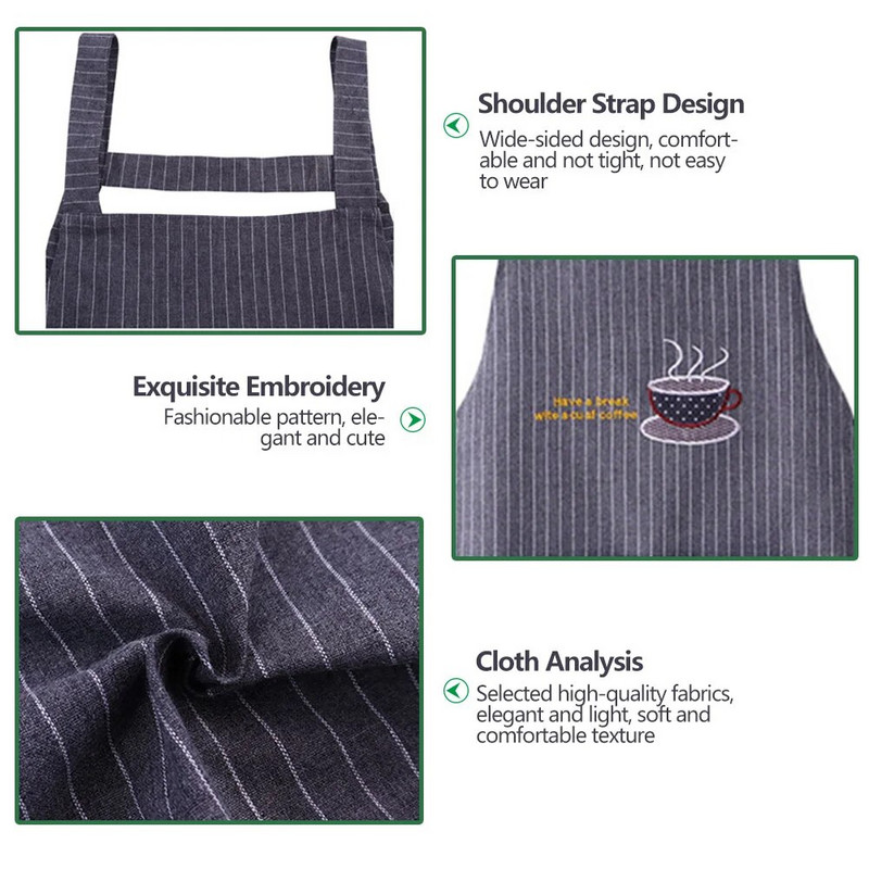 Unisex virtuves priekšauts kokvilnas roku salvete vīriešiem mājsaimniecības virtuves priekšauts liela kabata ūdensnecaurlaidīgs un eļļas necaurlaidīgs sieviešu apģērbs cepšanai