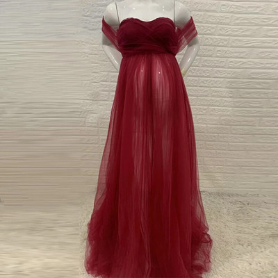Νέο Off Shoulder φόρεμα εγκυμοσύνης για φωτογράφηση με δαντέλα έγκυο φόρεμα μακρύ μάξι φόρεμα φόρεμα εγκυμοσύνης Photography Props