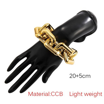 SRCOI vienkārša panka CCB ķēdes aproce pārspīlēti ģeometriski kvadrātveida savīti bieza posma ķēdes rokassprādze Sieviešu hiphopa rotaslietas