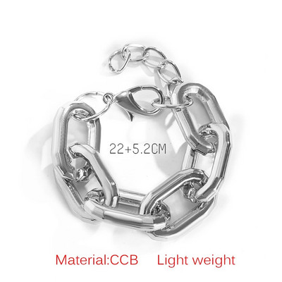 SRCOI vienkārša panka CCB ķēdes aproce pārspīlēti ģeometriski kvadrātveida savīti bieza posma ķēdes rokassprādze Sieviešu hiphopa rotaslietas