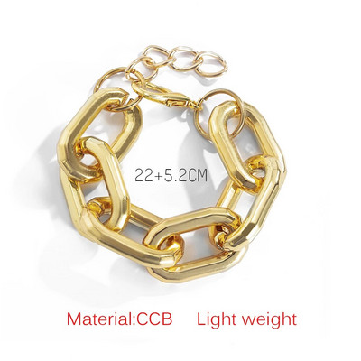 SRCOI vienkārša panka CCB ķēdes aproce pārspīlēti ģeometriski kvadrātveida savīti bieza posma ķēdes rokassprādze Sieviešu hiphopa rotaslietas