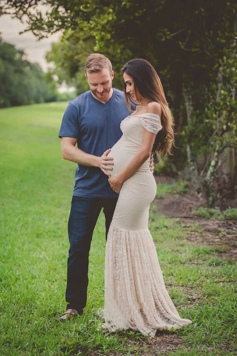 Mežģīņu kleita grūtniecēm no pleciem Grūtniecības grūtnieču kleitas fotosesijai Seksīga apģērba fotografēšanas rekvizīti