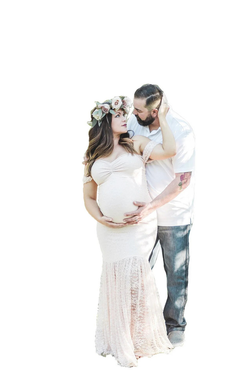 Mežģīņu kleita grūtniecēm no pleciem Grūtniecības grūtnieču kleitas fotosesijai Seksīga apģērba fotografēšanas rekvizīti