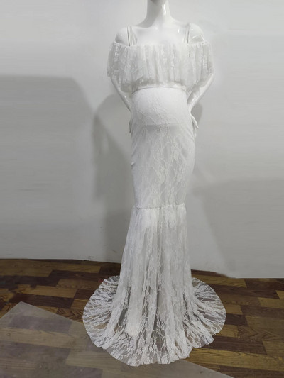 Nėriniuota suknelė nėščiosioms, skirta fotosesijai, ilga maxi suknelė, vakarinė nėštumo suknelė Fotografijos reikmenys nėščioms moterims Kūdikių dušo suknelė