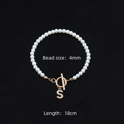 2023 új, divatos Pave cirkon 26 kezdeti karkötő női gyöngy utánzat kapcsos karkötő nőknek