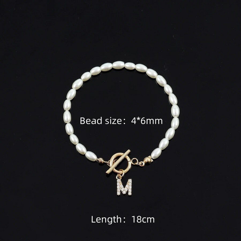 2023 új, divatos Pave cirkon 26 kezdeti karkötő női gyöngy utánzat kapcsos karkötő nőknek