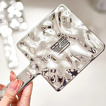 Ins Liquid Shape Square Mirror Мини ръчно настолно козметично огледало за грим Пътно метално преносимо огледало за красота за ръчна чанта