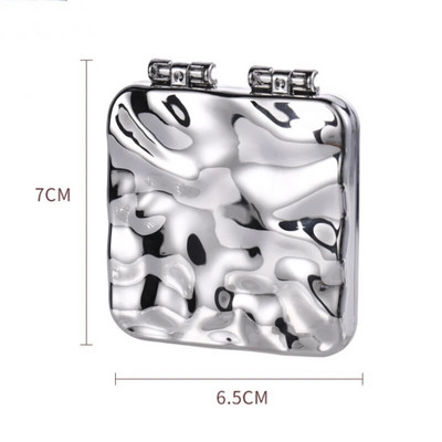 Ins Liquid Shape Square Mirror Mini Rokā turams galddatora kosmētikas kosmētikas spogulis ceļojumu metālisks pārnēsājams skaistumkopšanas spogulis rokassomiņai