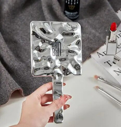 Ins Liquid Shape Square Mirror Mini Rokā turams galddatora kosmētikas kosmētikas spogulis ceļojumu metālisks pārnēsājams skaistumkopšanas spogulis rokassomiņai