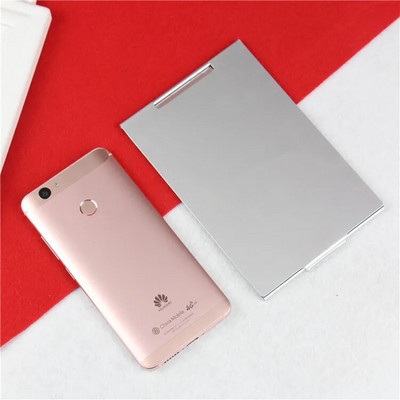 Mini prijenosno ogledalo za šminkanje Ručno stojeće malo ogledalo s taštinom, sklopivo kompaktno džepno kozmetički alati Aluminijsko sklopivo ogledalo