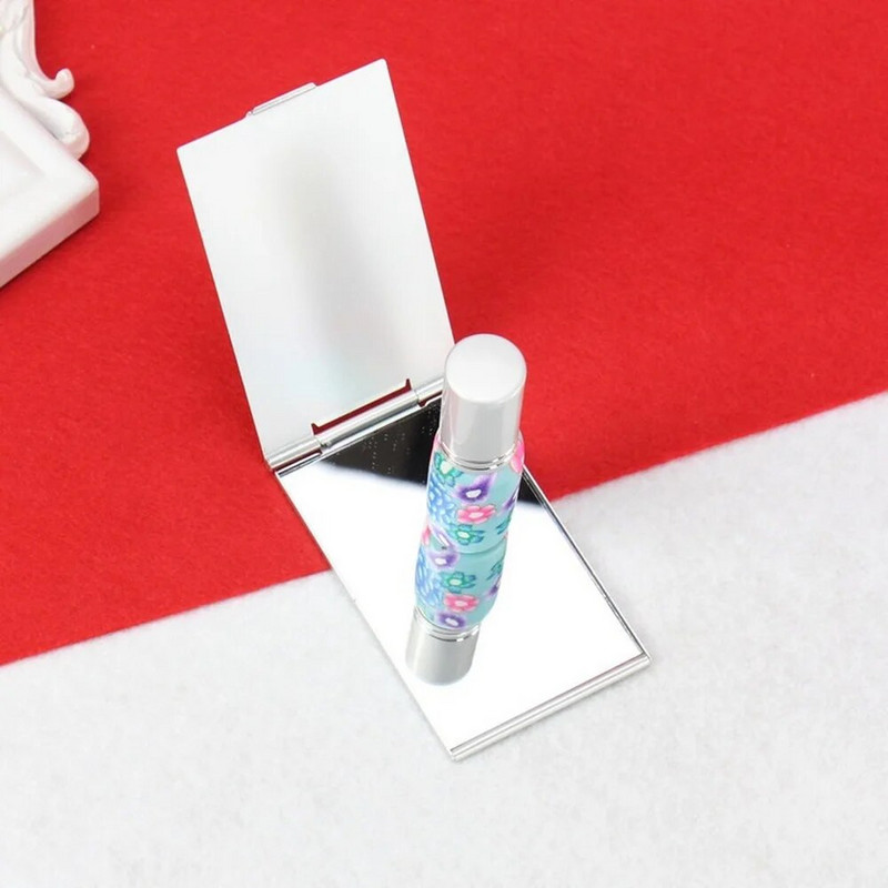 Mini prijenosno ogledalo za šminkanje Ručno stojeće malo ogledalo s taštinom, sklopivo kompaktno džepno kozmetički alati Aluminijsko sklopivo ogledalo