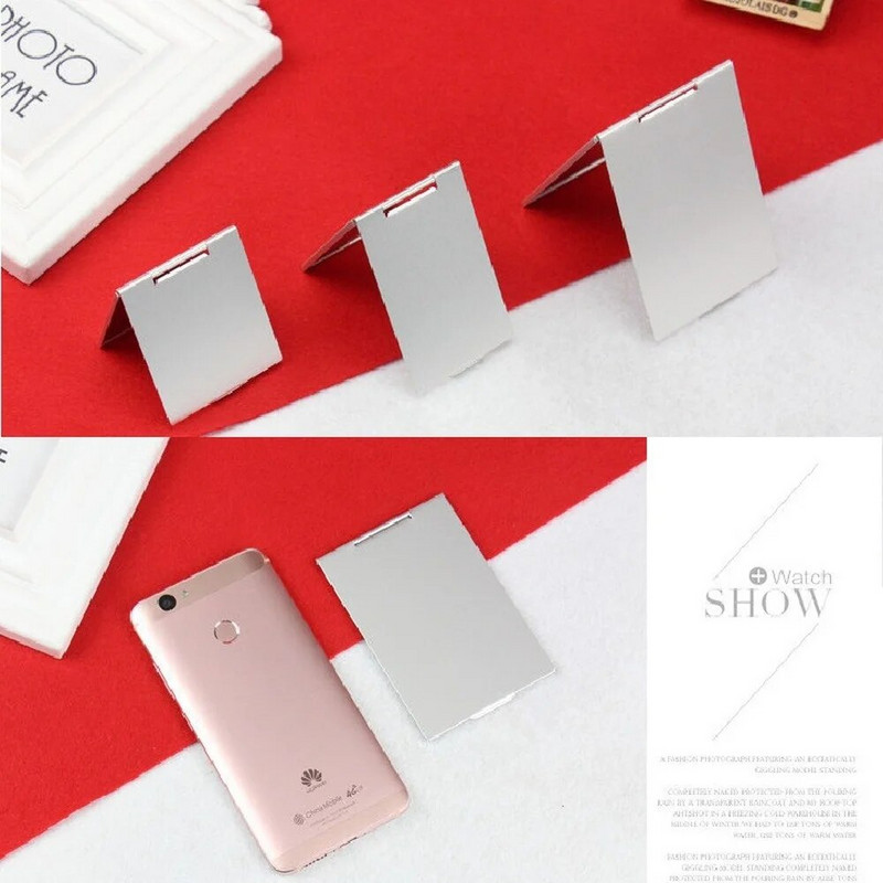 Mini prijenosno ogledalo za šminkanje Ručno stojeće malo ogledalo s taštinom, sklopivo kompaktno džepno kozmetički alati Aluminijsko sklopivo ogledalo