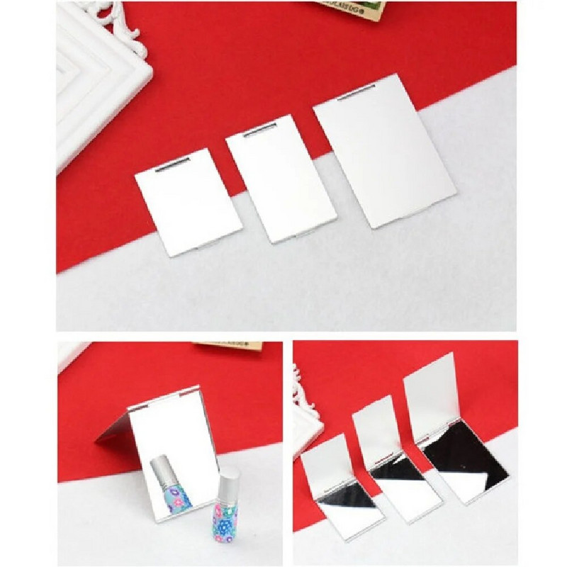 Mini prijenosno ogledalo za šminkanje Ručno stojeće malo ogledalo s taštinom, sklopivo kompaktno džepno kozmetički alati Aluminijsko sklopivo ogledalo