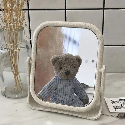 Little Bear makiažo veidrodis Moteriškas makiažo darbalaukis mielas besisukantis mados veidrodis ovalus stačiakampio formos moteriškas kosmetinis veidrodis